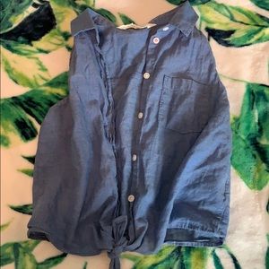 No sleeve button down “denim” shirt